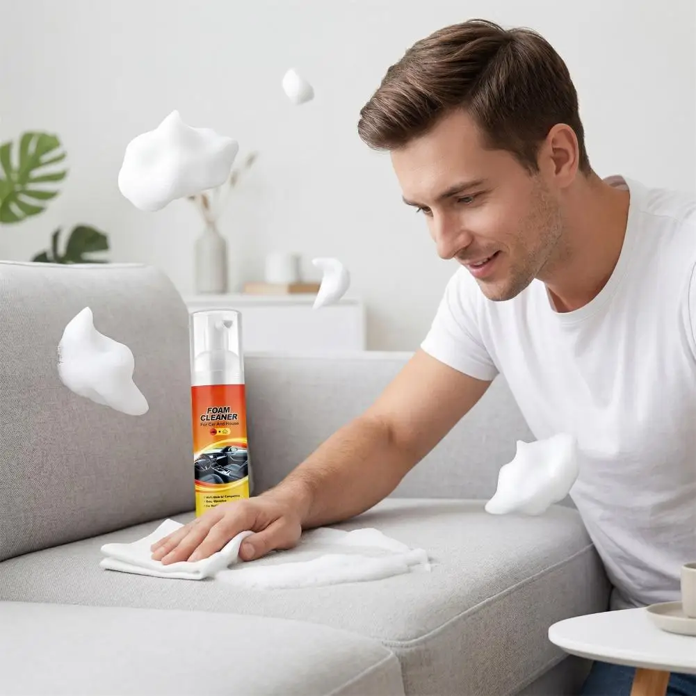 100ml All Purpose Foam Cleaner Spray Portable Powerful Stain Removal for Car Interior Upholstery Sofa Carpet Household Cleaning view 3
