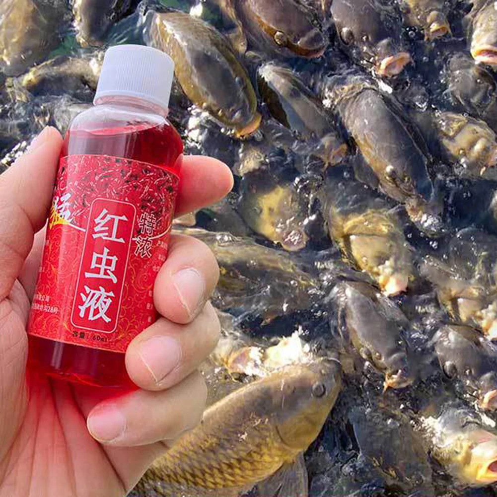 60ML Liquid Blood Worm Scent Fish Attractant Concentrated Red Worm Liquid Fish Bait Additive Perch Catfish Fishing Accessories