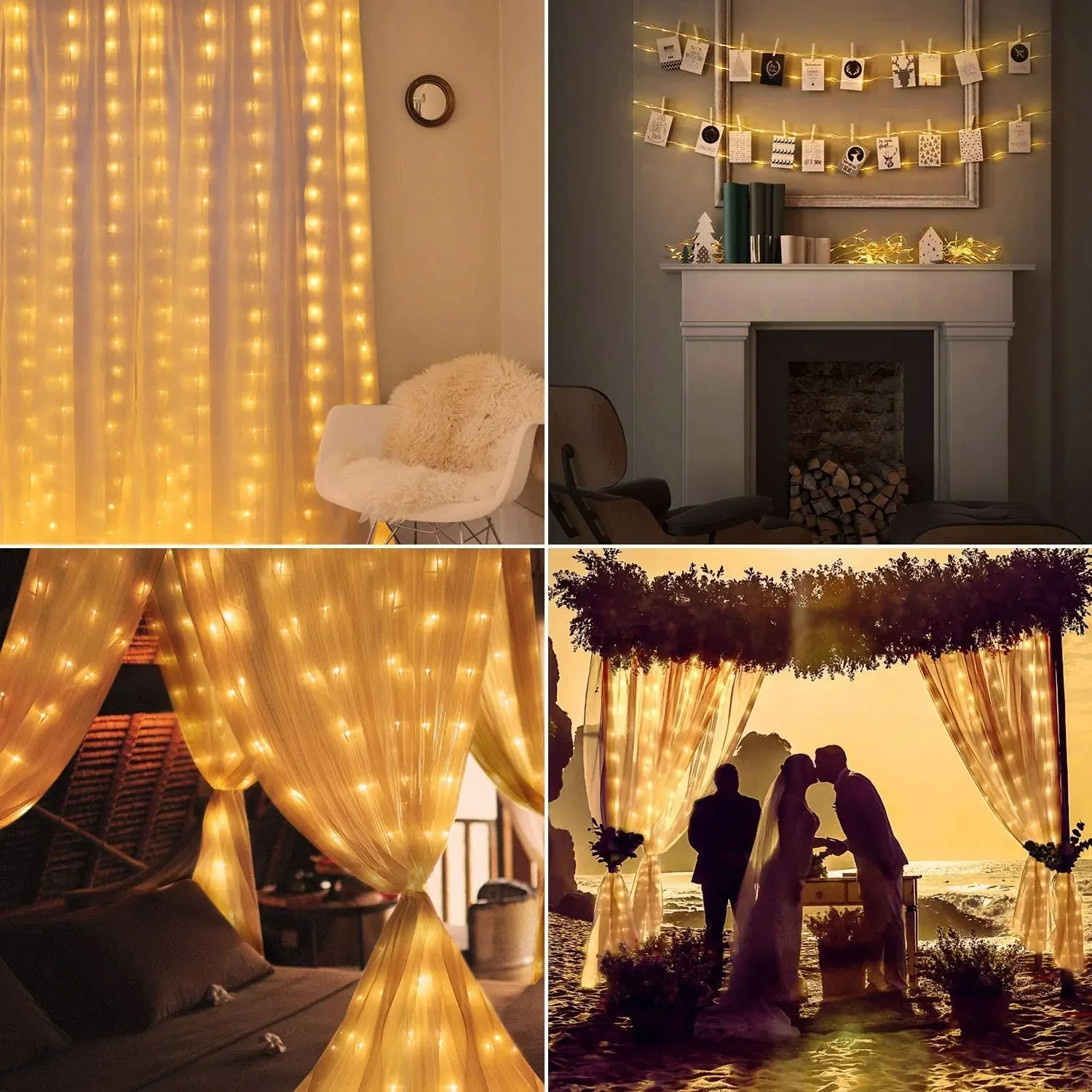 Waterproof Outdoor Curtain String Lights 3*3m 300leds USB 5V Remote Cotroller Led Festoon Lights for Bedroom Wedding Decoration