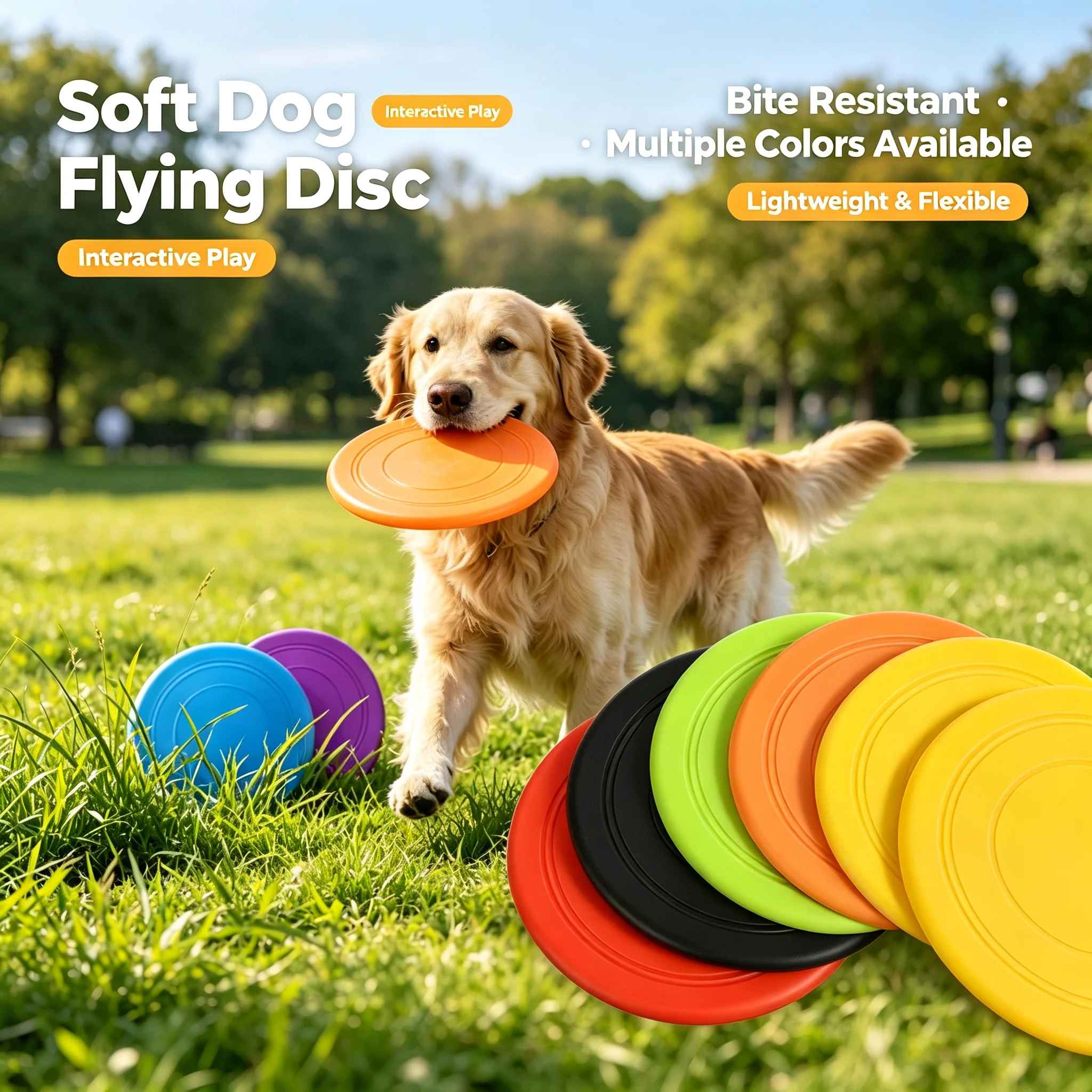 Flying Disc Dog Training Toy - Meianju Weiche Flugscheibe für Hunde Interaktives