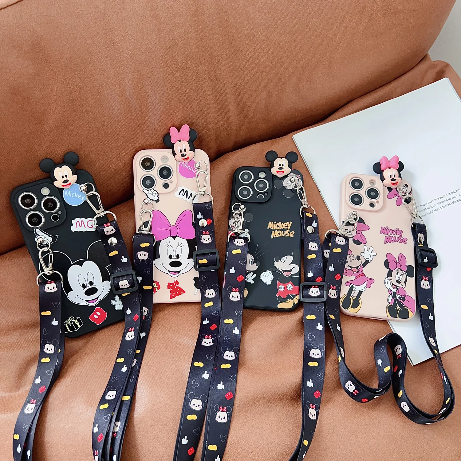 For Huawei Nova 11SE Y72 Honor X6A X7A X7B X8A X5 X9B X8B 90 100 200 lite Big Head Minnie Case With Holder Rope