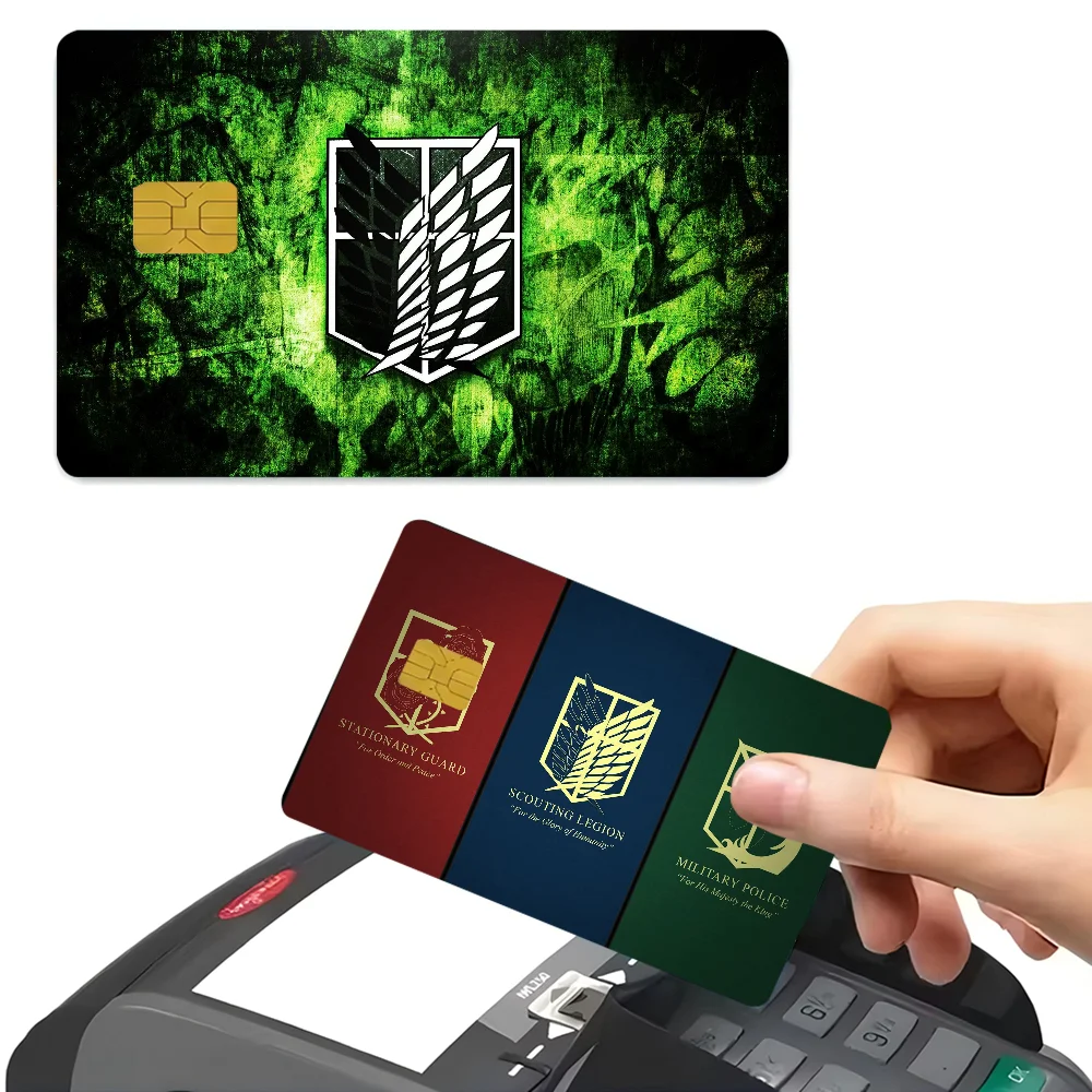 Anime Attack On Titan Levi Ackerman Anime 4pcs 1Set Film Skin Sticker Tape For Bank Credit Debit Card