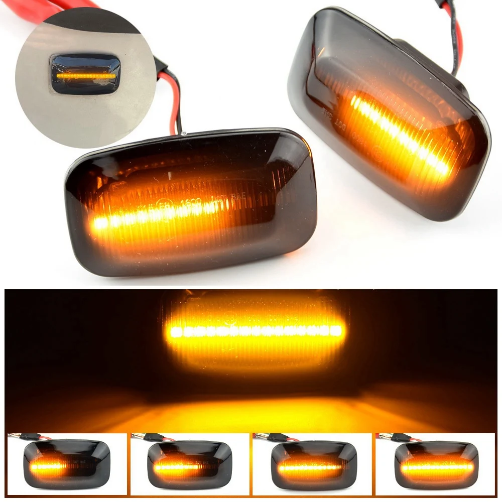 Dynamic LED Side Marker Reapeater Light Turn Signal Indicator Lights Lamp for Toyota Landcruiser 70 80 100 Black