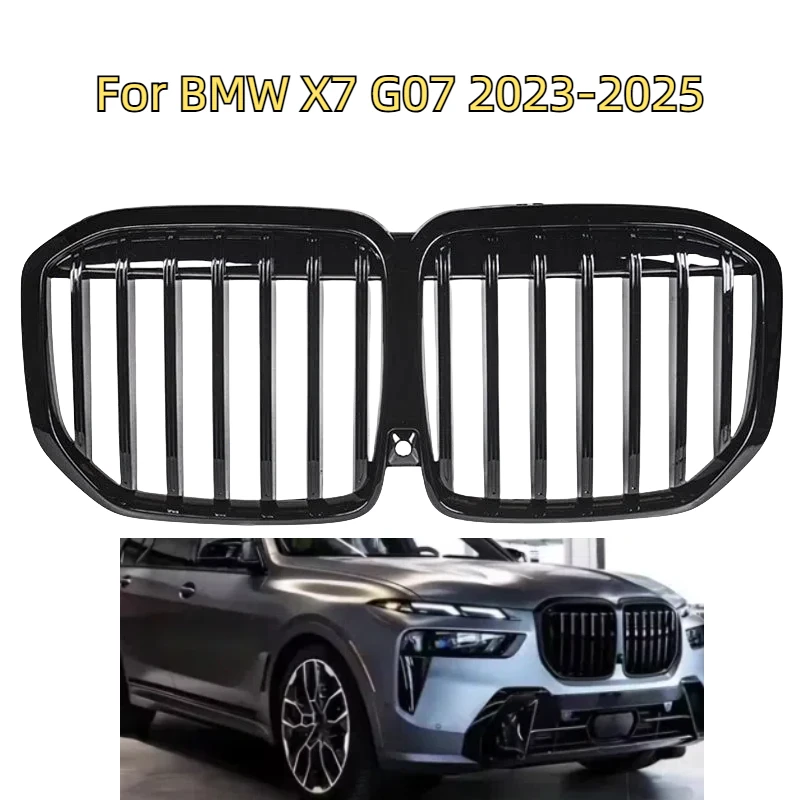 

Front Kidney Grille Grill For BMW X7 G07 2023-2024 Black Single Slat Style Car Upper Bumper Hood Mesh Grid