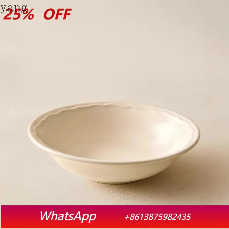 

Lmm bas-relief lace pure white ceramic fruit bowl cake bowl