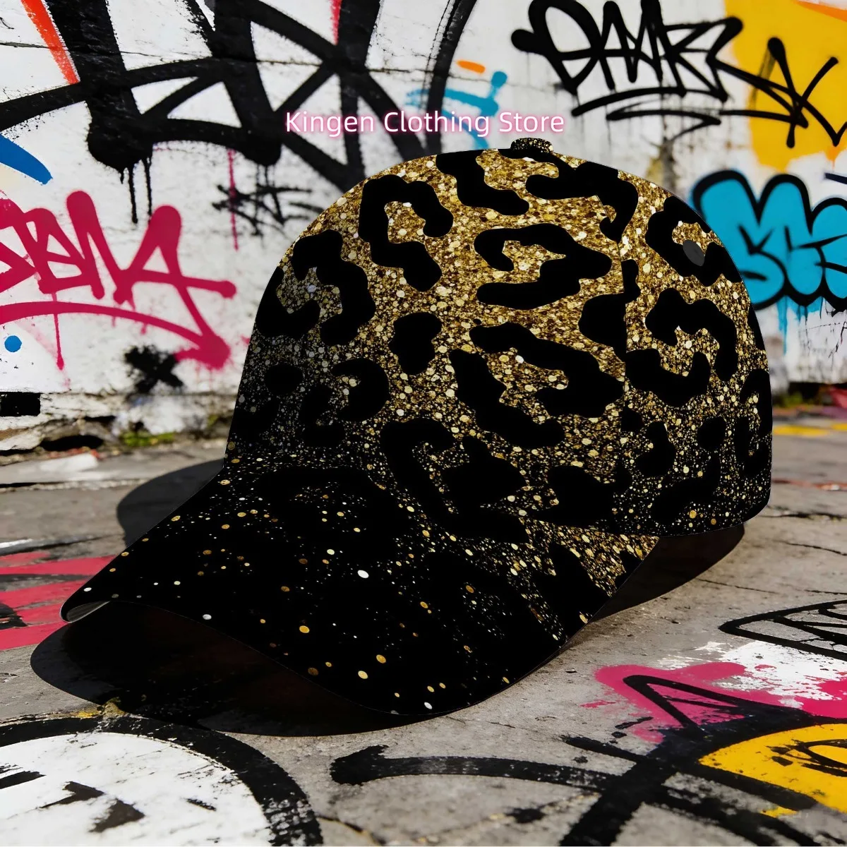 1pc with Golden Glitter Leopard Print All-Over Print Duckbill Hat Breathable Durable Headwear Streetwear Dad Hat Hand Washable I