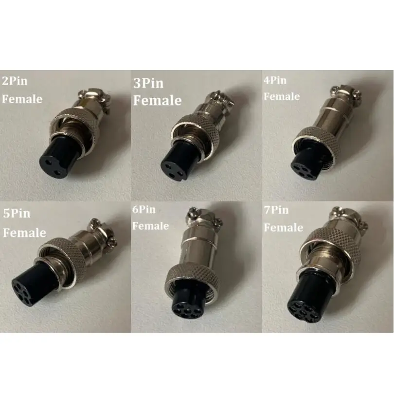 10-Piece  Aviation Socket Male & Female 2/3/4/5/6/7Pin 12mm Wire Panel Connector Aviation Plug Circular Socket Plug