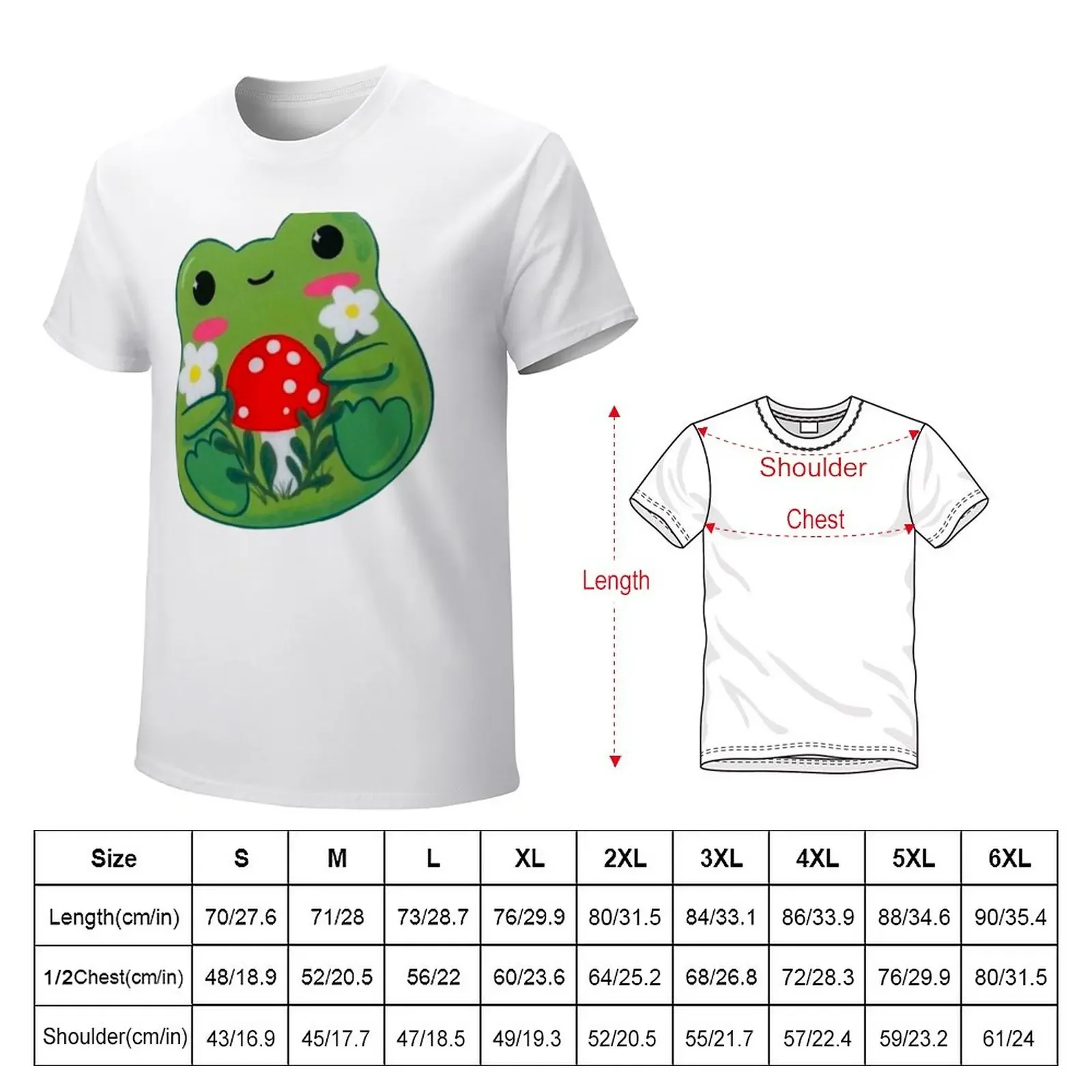 Cute Frog with mushroom in hand, Cute garden Frog, Cute Frog with Fowers and Mushrooms T-Shirt