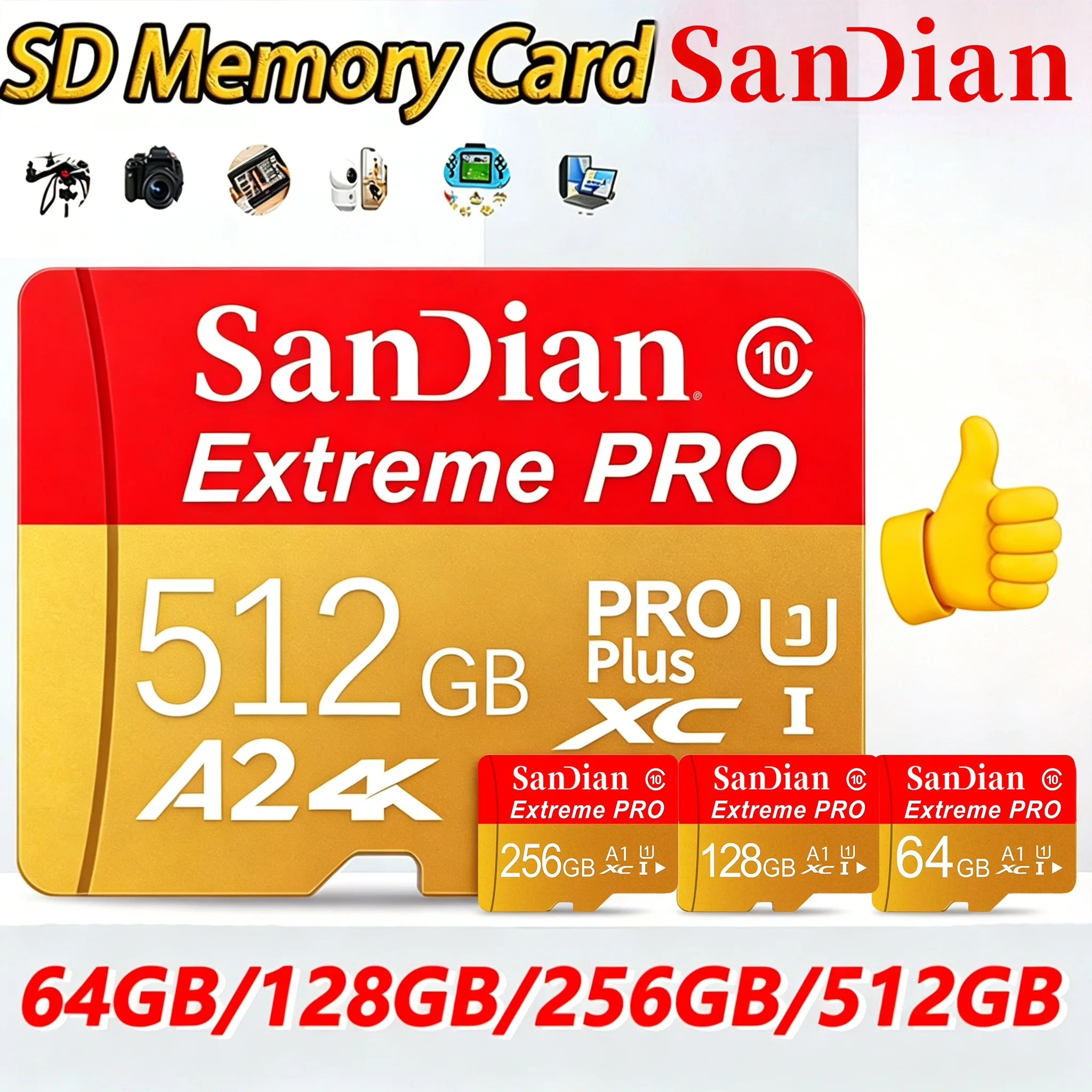 Micro TF SD Card TF Cards Memory Card SD Cards 32GB 256GB 512GB Stable Performance U1 Dustproof for Dash Cam PC Laptop