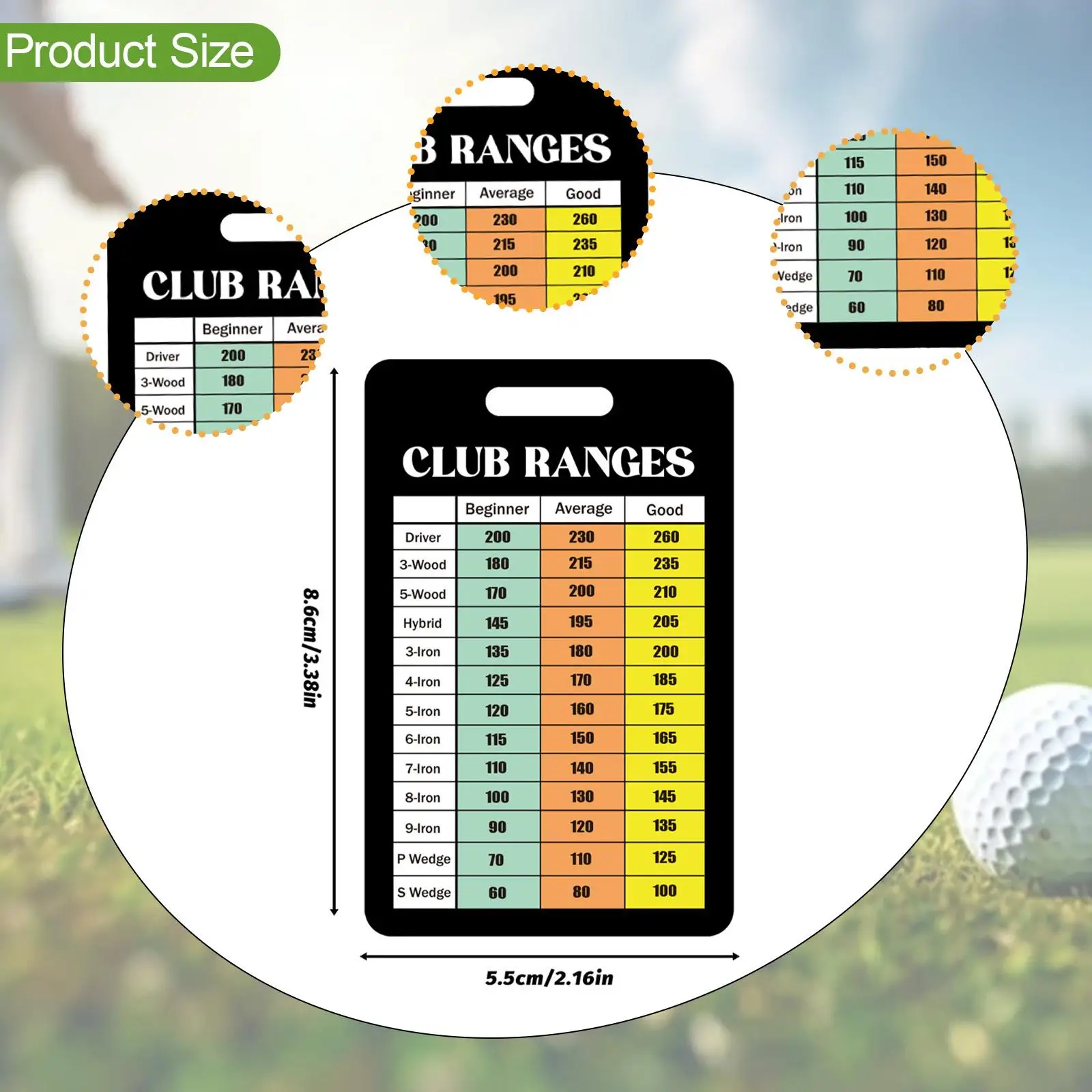 Golf Club Range Chart Card Easy Carry Yardage Guide Gift Sturdy Distance Card Yardage Book for Beginners Men and Women Average
