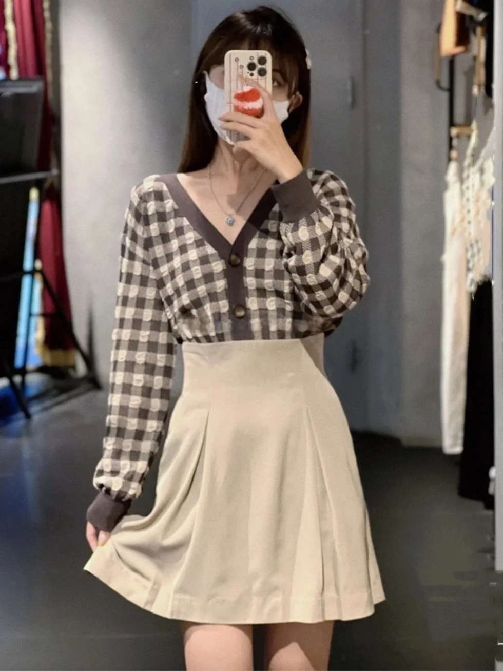 

Юбка-полусолнце с высокой талией, плиссированная, однотонная, универсальная, А-силуэт, для офиса, из смесового полиэстера