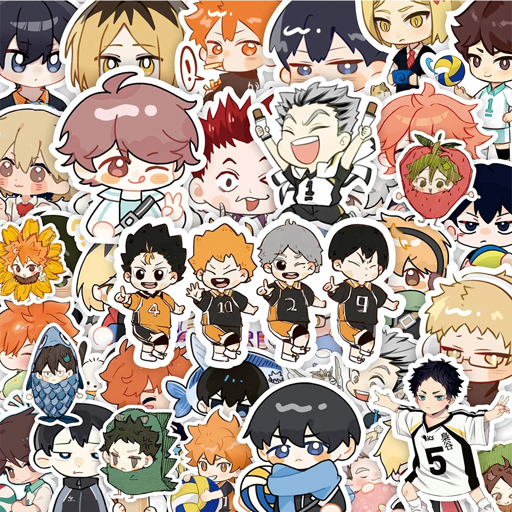 10/30/75PCS Śliczne Haikyuu!!!Naklejki Anime DIY Graffiti Deskorolka Laptop Laptop Kawaii Siatkówka Kreskówka Naklejka na zabawki dla dzieci