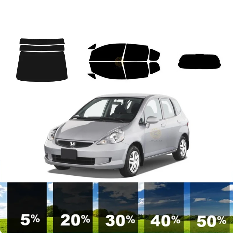 precut Removable Window Tint Film For Car 100% UVR 5%-70%VLT Heat Insulation Carbon ﻿For HONDA FIT 4 DR HATCH 2006-2008