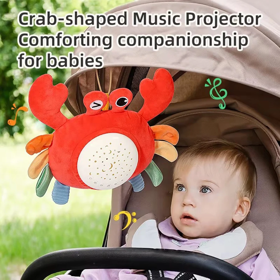 Plüsch Spielzeug Puppe Anhänger Musik Projektion Krabbe Baby beruhigende Babys pielzeug 0-6 Monate Neugeborenen Geschenk