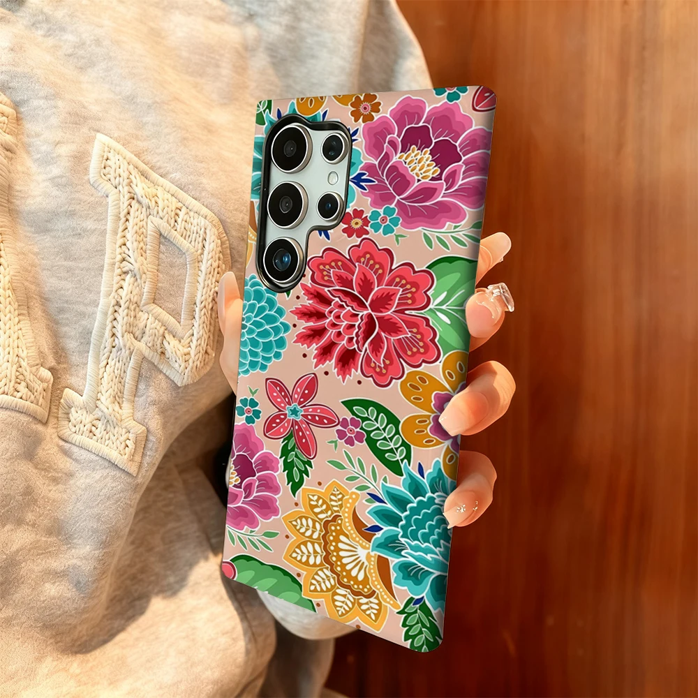 Чехол для телефона с яркими цветочными цветами для Samsung Galaxy S25 Ultra S24 S23 Ultra Plus, противоударная двухслойная задняя крышка