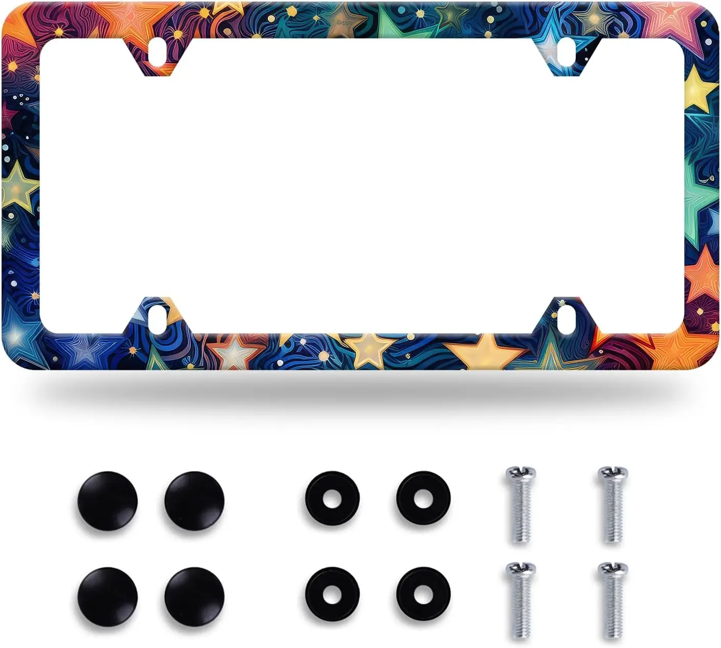 

Starry License Plate Frame Stainless Steel with 4 Holes Screws for Standard US CA Vehicles 12.2x6 Inches