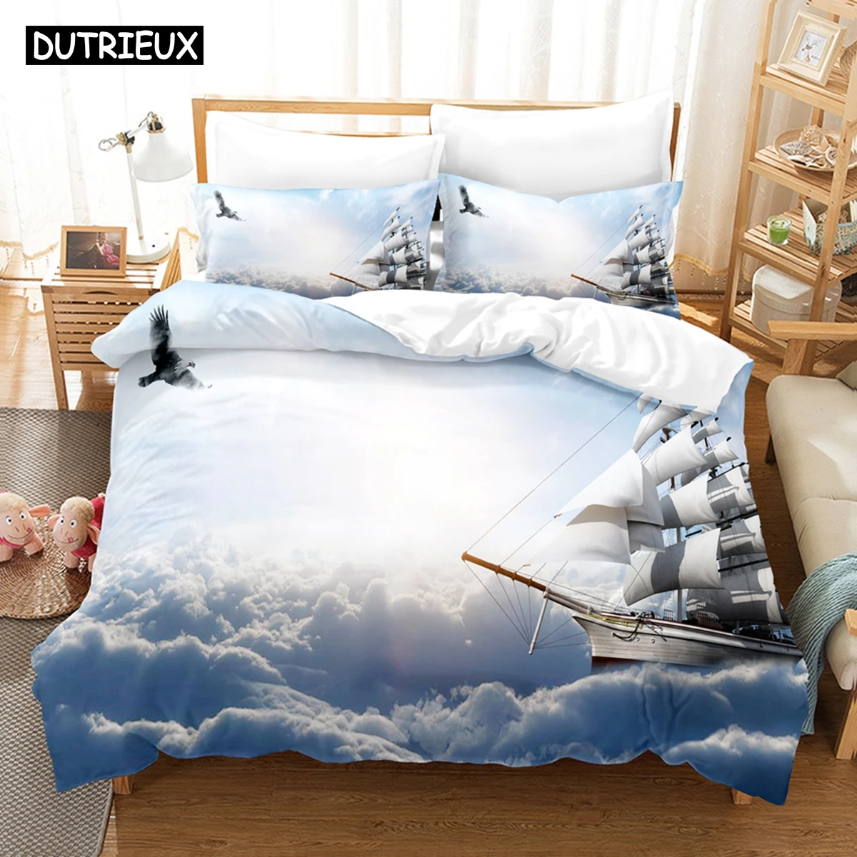 3D Printed Navigation Bedding Set Down Quilt Cover With Pillowcase Double SIngle King 3D Printed Anime My Dress-U