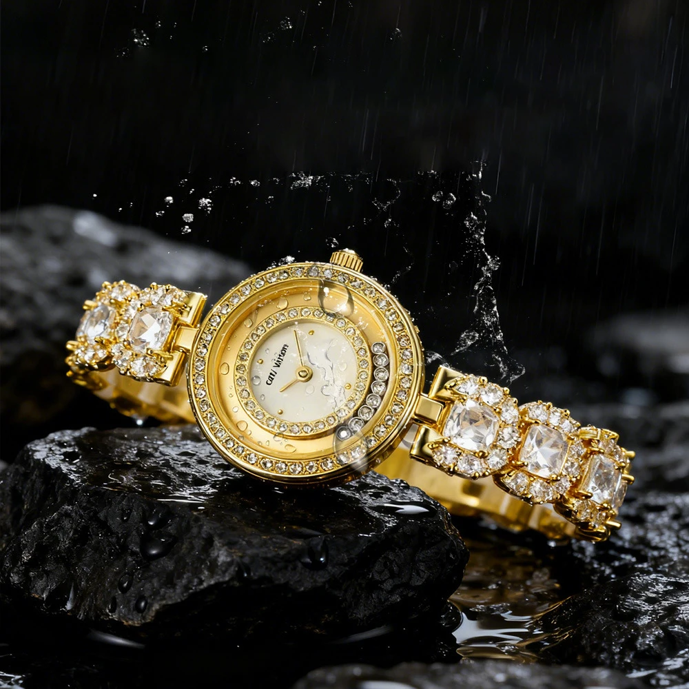 

Женские часы 2026, новый высококачественный браслет с бриллиантами, кварцевые часы, женское платье, подарки для девочек, золотые модные наручные часы, водонепроницаемые