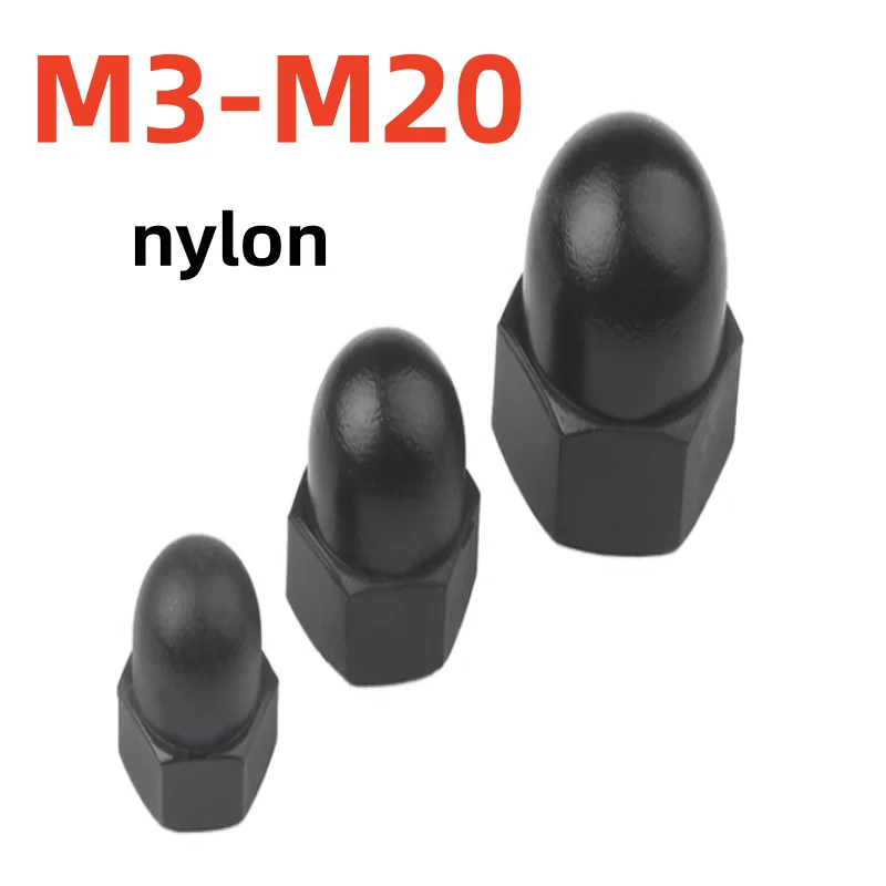 M3-M20 Plastic Hex Nuts White / Black Nylon Cap Nuts Decorative Cover Semicircle Acorn Nut  Blind Nut Cap Hexagonal Dome