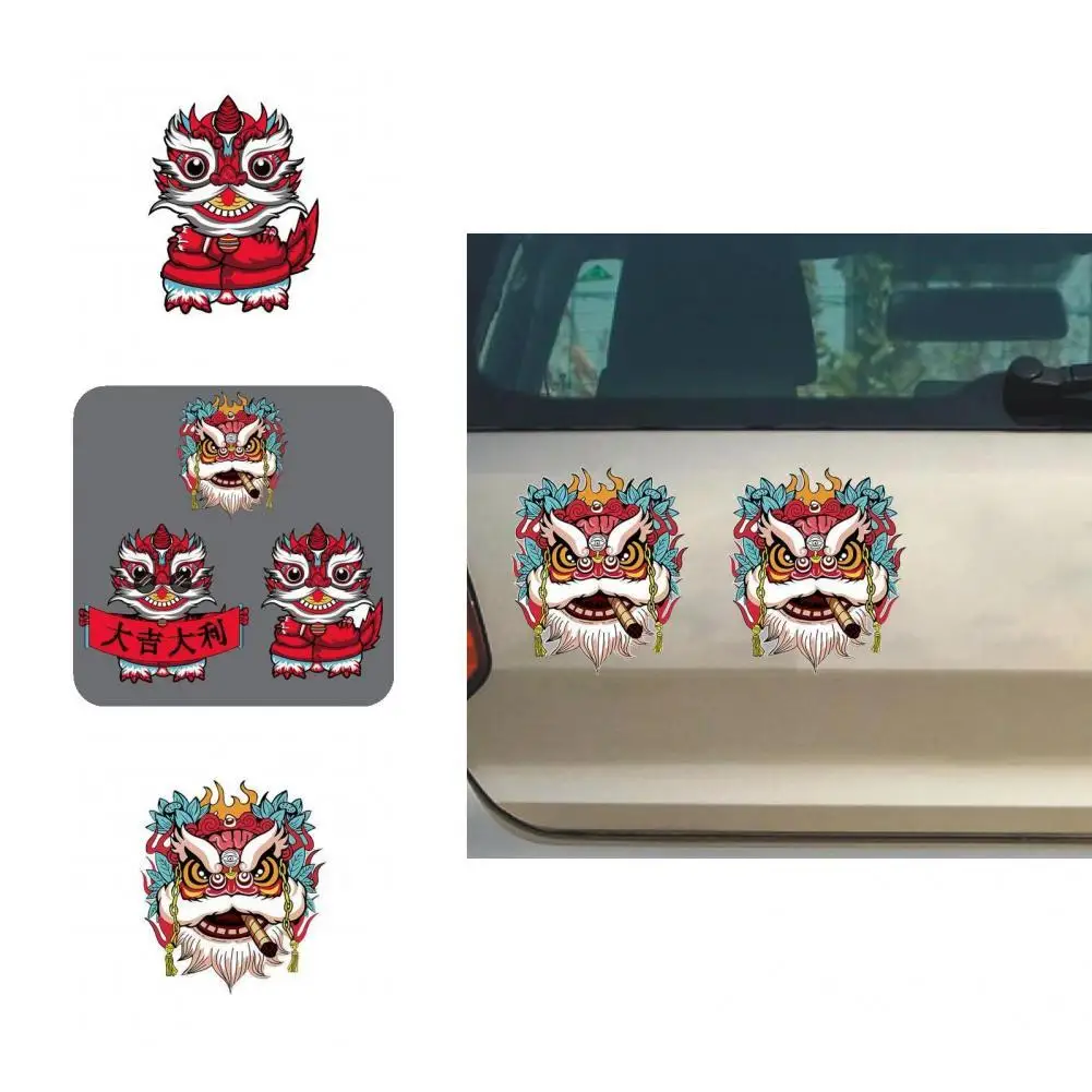 Adorable Car Funny Sticker  Durable Sun-proof Car Decor Sticker  Chinese Style Car Lion Sticker