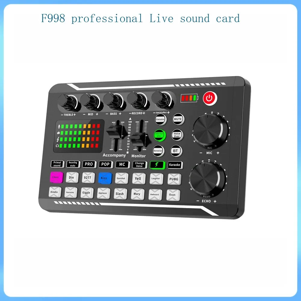 Professional Audio Mixer Live Sound Card and Audio Interface Voice Changer