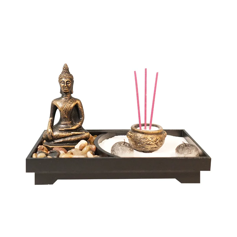 Buddha Statue Candle Holder Romantic Ornament Spa Yoga Beauty Salon Zen Resin Buddha Statue Incense Burner Decoration Home Decor