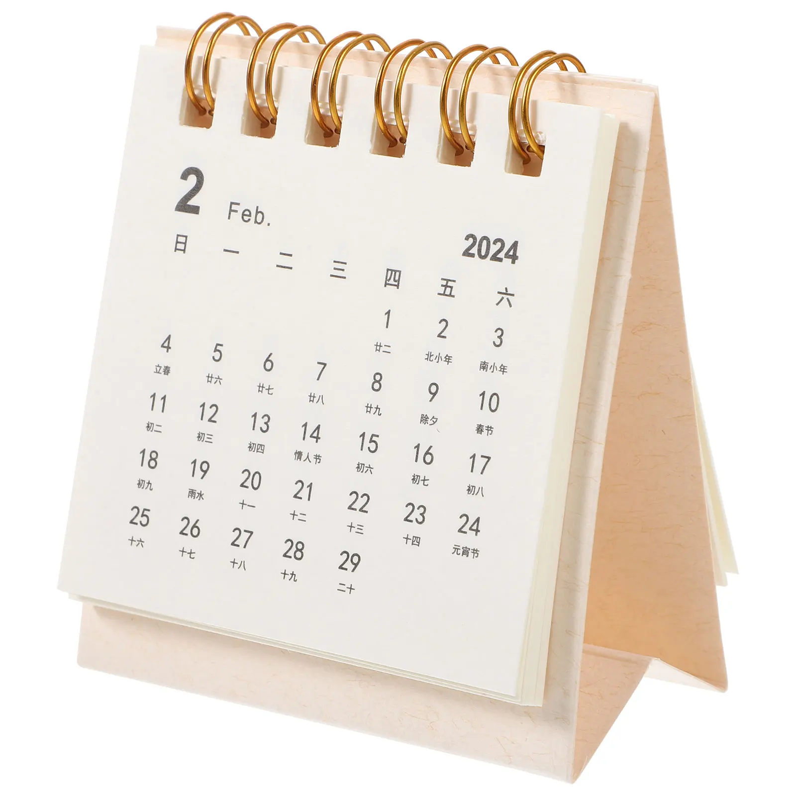 

Mini 2024 Desktop Calendar Pink Two-Coil Thickened Pages Office Home Decor Schedule Planner Small Standing Freestanding Diary