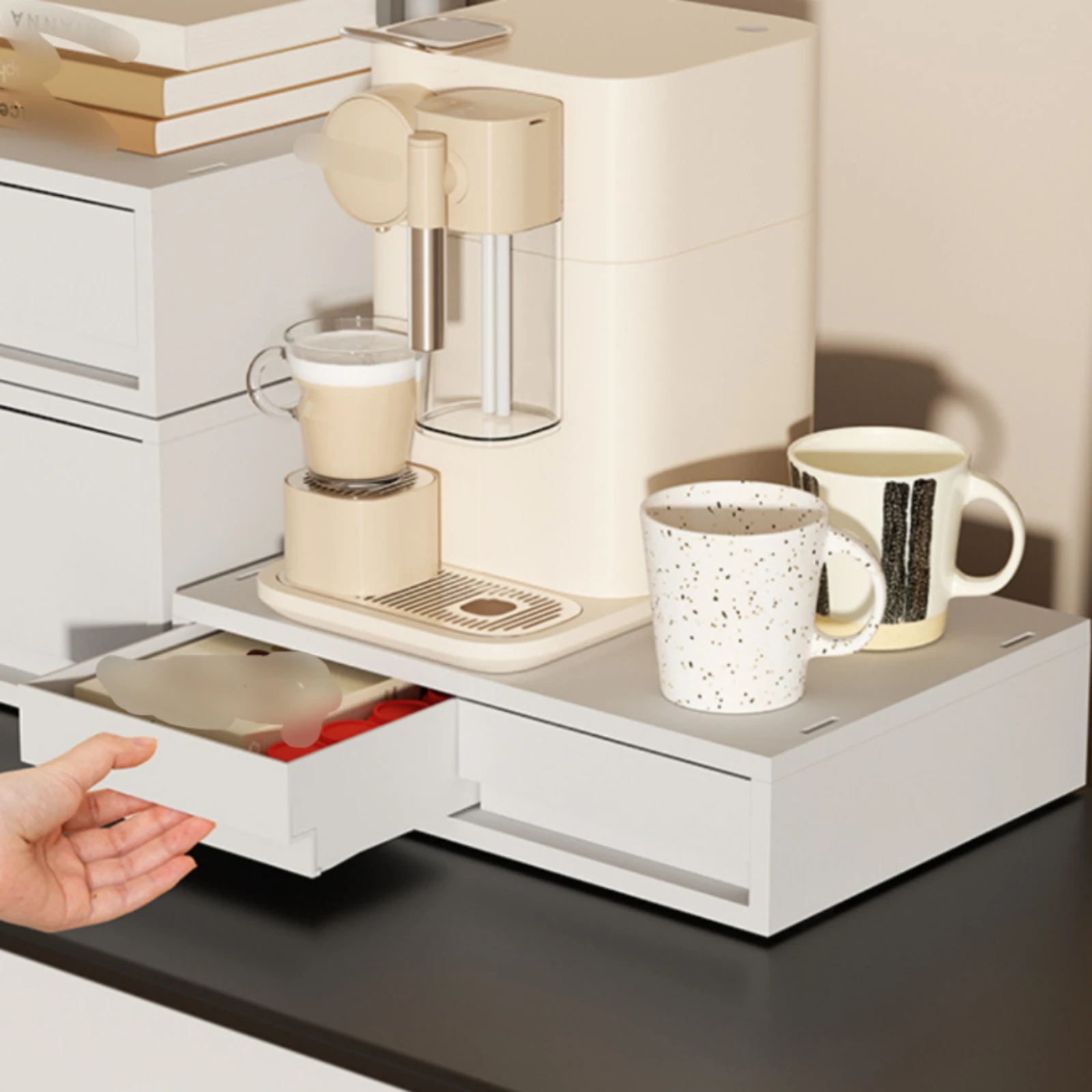 Coffee Storage Box Countertop Coffee Drawer Organizer Space Saving Multiuse
