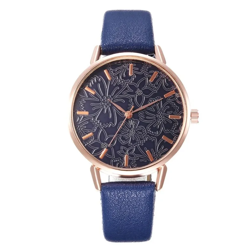 Student Watch Fashion Creative Embossed Flowers Quartz Wrist Watch Luxury Female Stainless Steel Watch Relogio Feminino