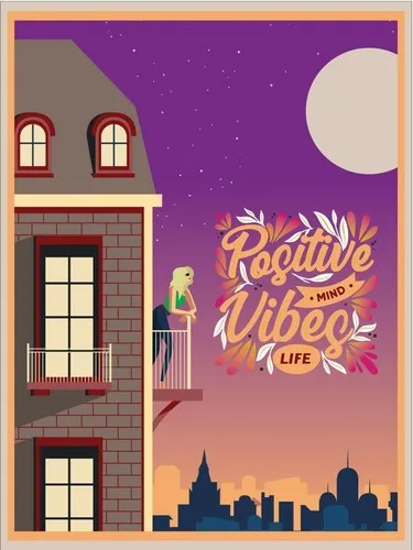 Positive Vibes Mind Life, Metal Wall Plaque Art Vintage tin sign retro Happiness