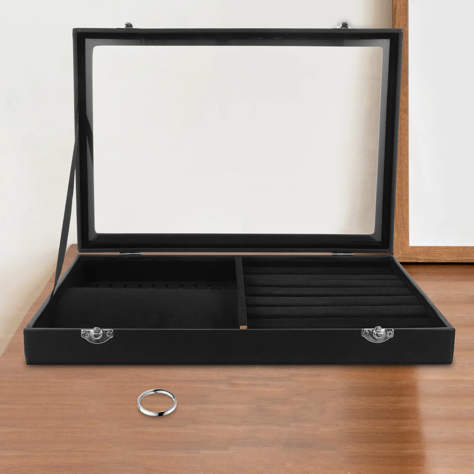 Jewelry Storage Box Organizer Lint Case Compact Lightweight Design Jewelry Holder for Ring Earring Necklace Bracelet