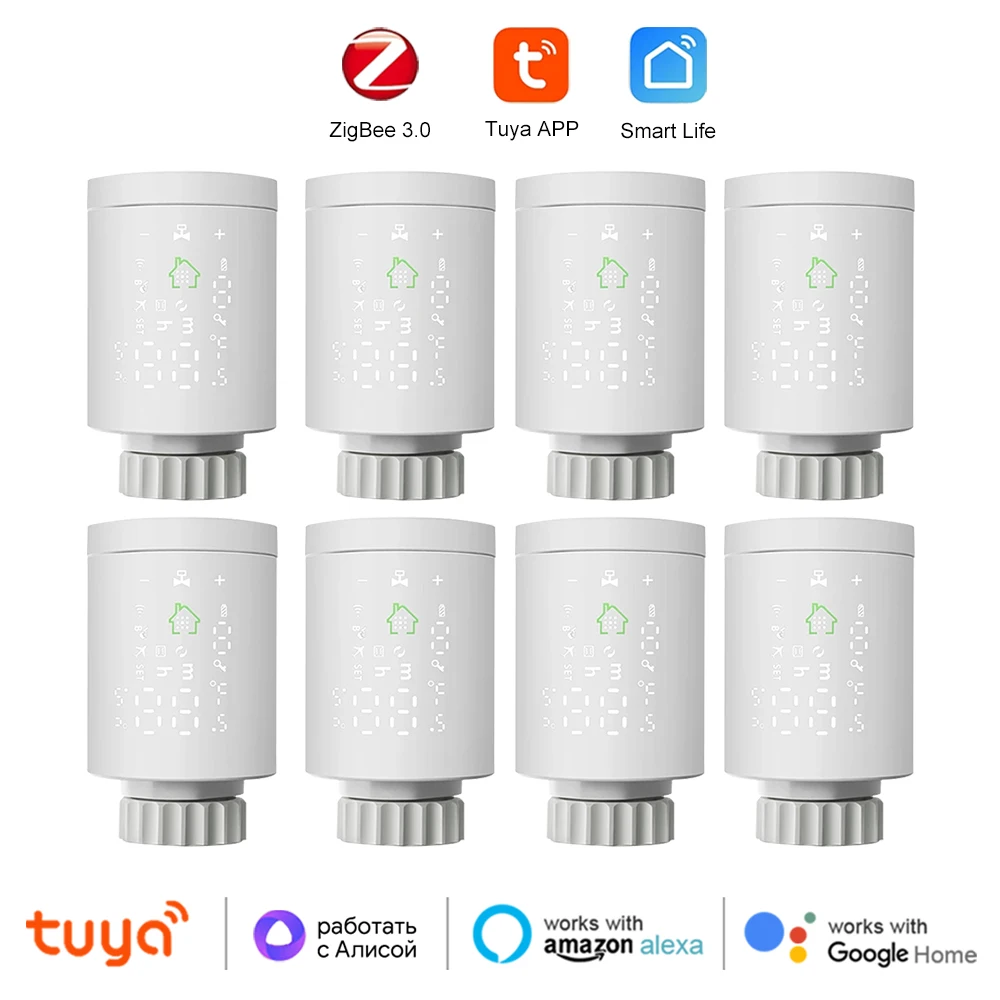 Tuya Zigbee 3.0 TRV Thermostat Smart Radiator Actuator Valve Thermal Head Programmable Temperature Controller Alexa Google Home