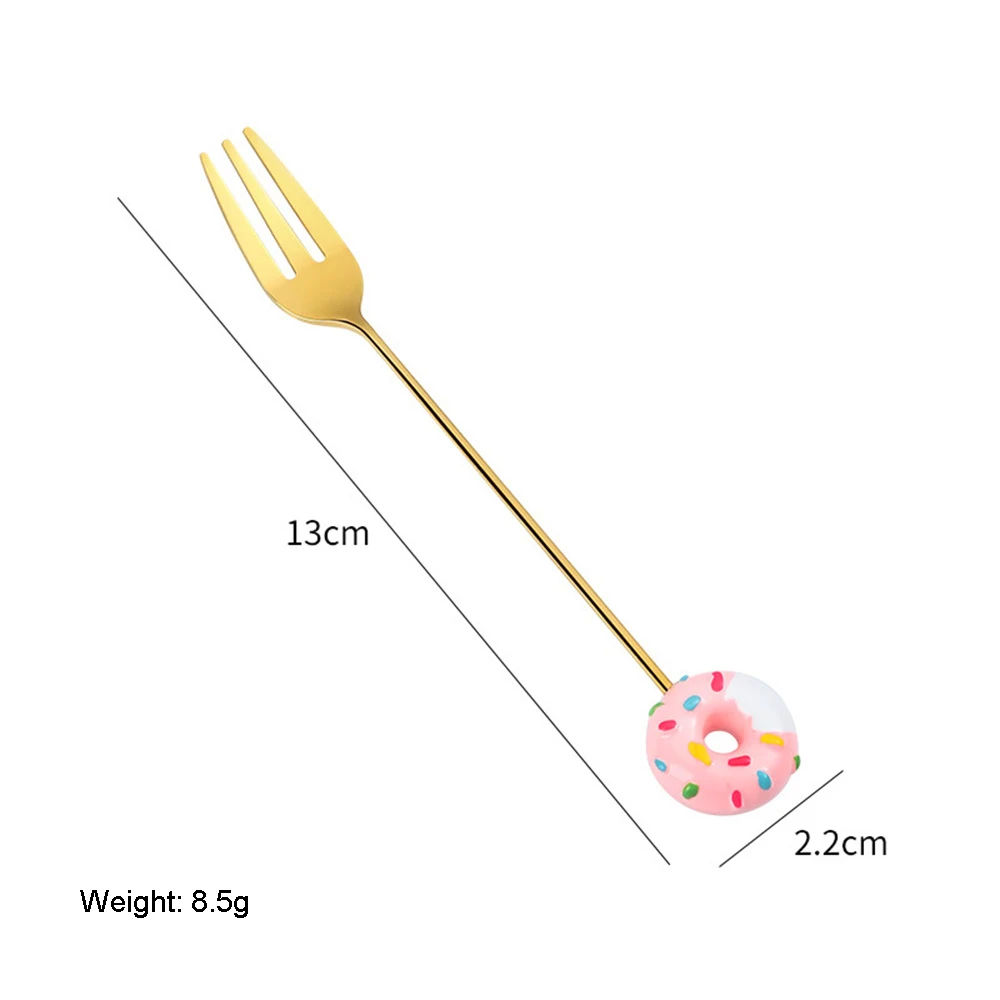 Creative Stainless Steel Spoon Mini Doughnut Spoon Fork Coffee Spoon Children Gifts Kitchen Accessories Tableware Decoration