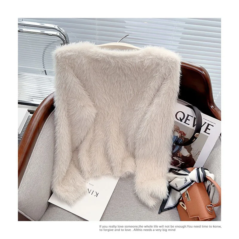 Nuevo estilo chino nacional viento borla hebilla suéter abrigo mujer Otoño Invierno imitación visón suave ceroso punto Cardigan abrigo fino