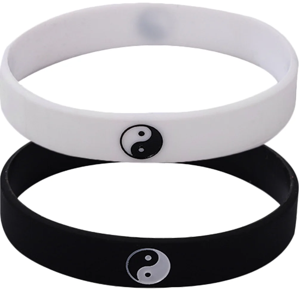 

2 Pcs Tai Chi Bracelet Yin Yang Women Silicone Wristbands Rubber Silica Gel Jewelry Man