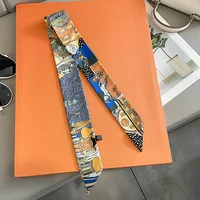 2024 Long Scarf for Women Narrow Ribbon Headband Female Neckerchief Handle Bag Band Bandana Hair Tie Accessories 5