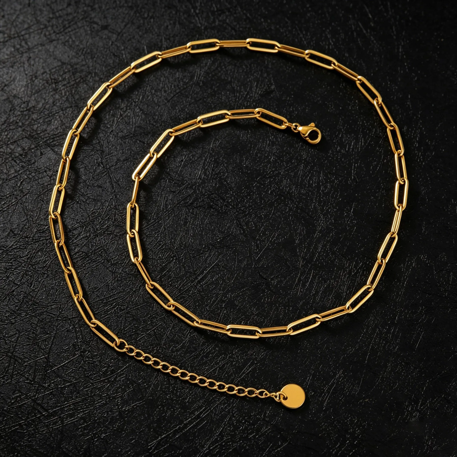 2 Stück/Set Edelstahl Goldfarben Büroklammer-Gliederketten-Halsketten für Damen und Herren Punk-Schmuck Geschenkherstellung Zubehör – Detail 6