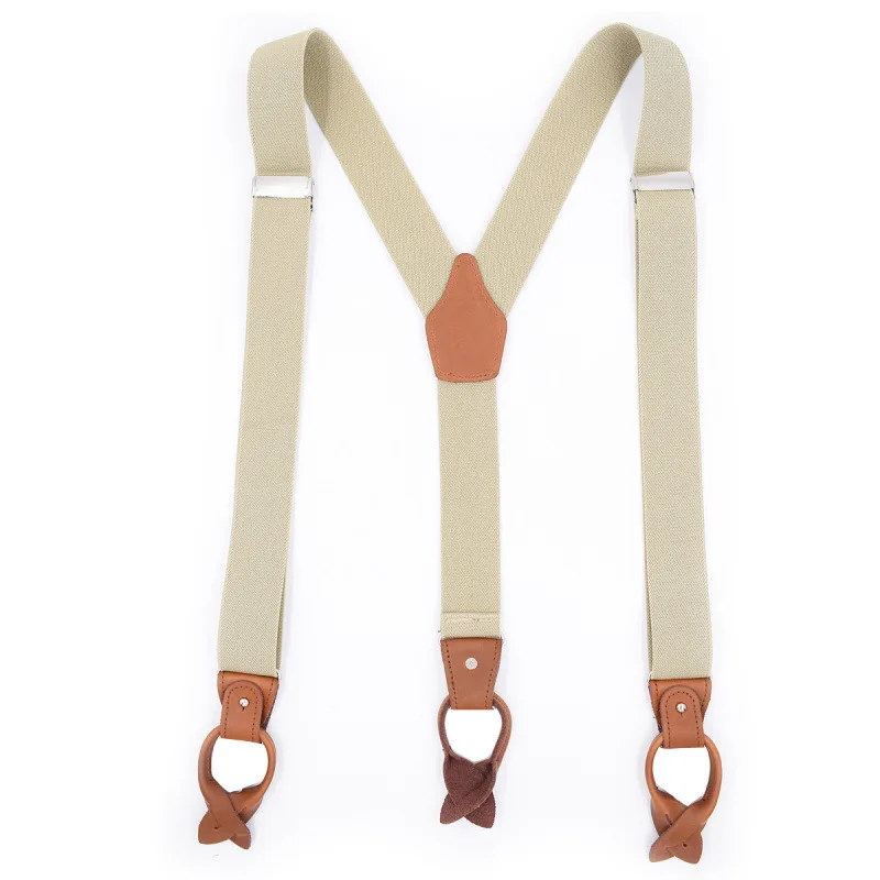 

Fashion Leather Suspenders Man's Buttons Braces Adjustable Elastic Double Strap Bretelles Y-Back ligas Tirantes 3.5*120cm