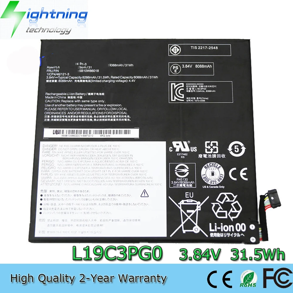 

L19C3PG0 3.84V 31.5Wh Laptop Battery for Lenovo Chromebook 10E 5B10W86018 SB10W86019 SB10W86020 L19M3PG0 et