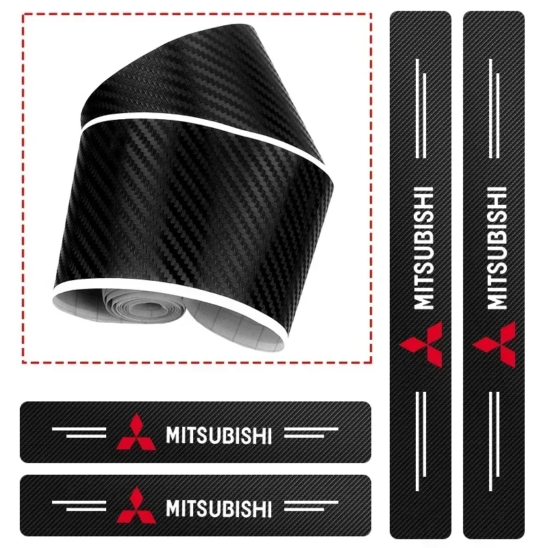 4Pcs Carbon Fiber Anti Scratch Scuff Pedal Car Door Sill Protector Stickers For Mitsubishi Asx Lancer Outlander Pajero Ralliart