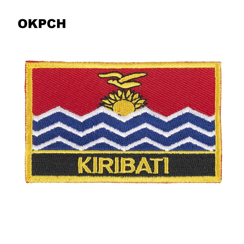 Kiribati Flag Embroidery Patches Iron on Saw on Transfer patches Sewing Applications for Clothes in Home&Garden