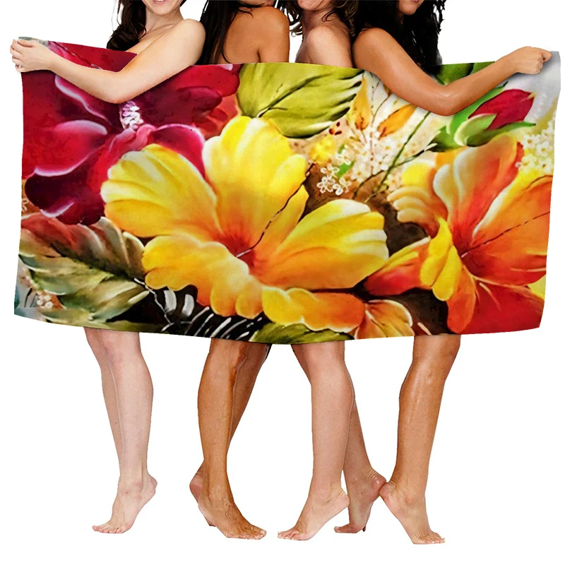 Home bath towels for the body towels bathroom quick drying microfiber beach towel Oil painting style man large sports towel