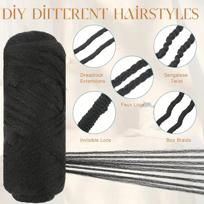 وصلات شعر كروشيه صناعية من الصوف البرازيلي للنساء، خيوط شعر أفريقية للأسود الطبيعي، ضفائر جامبو ﻿