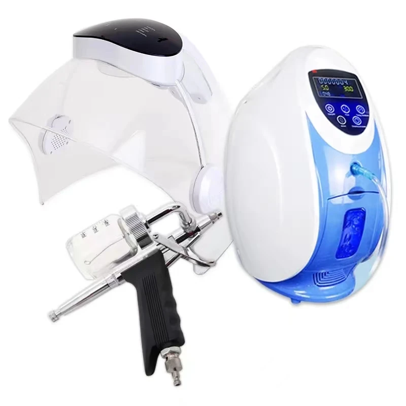 Cúpula de oxígeno con luz LED mejorada, máscara Facial con chorro de oxígeno, terapia, pulverizador, máquina Facial, O2 a Derm, 7 colores