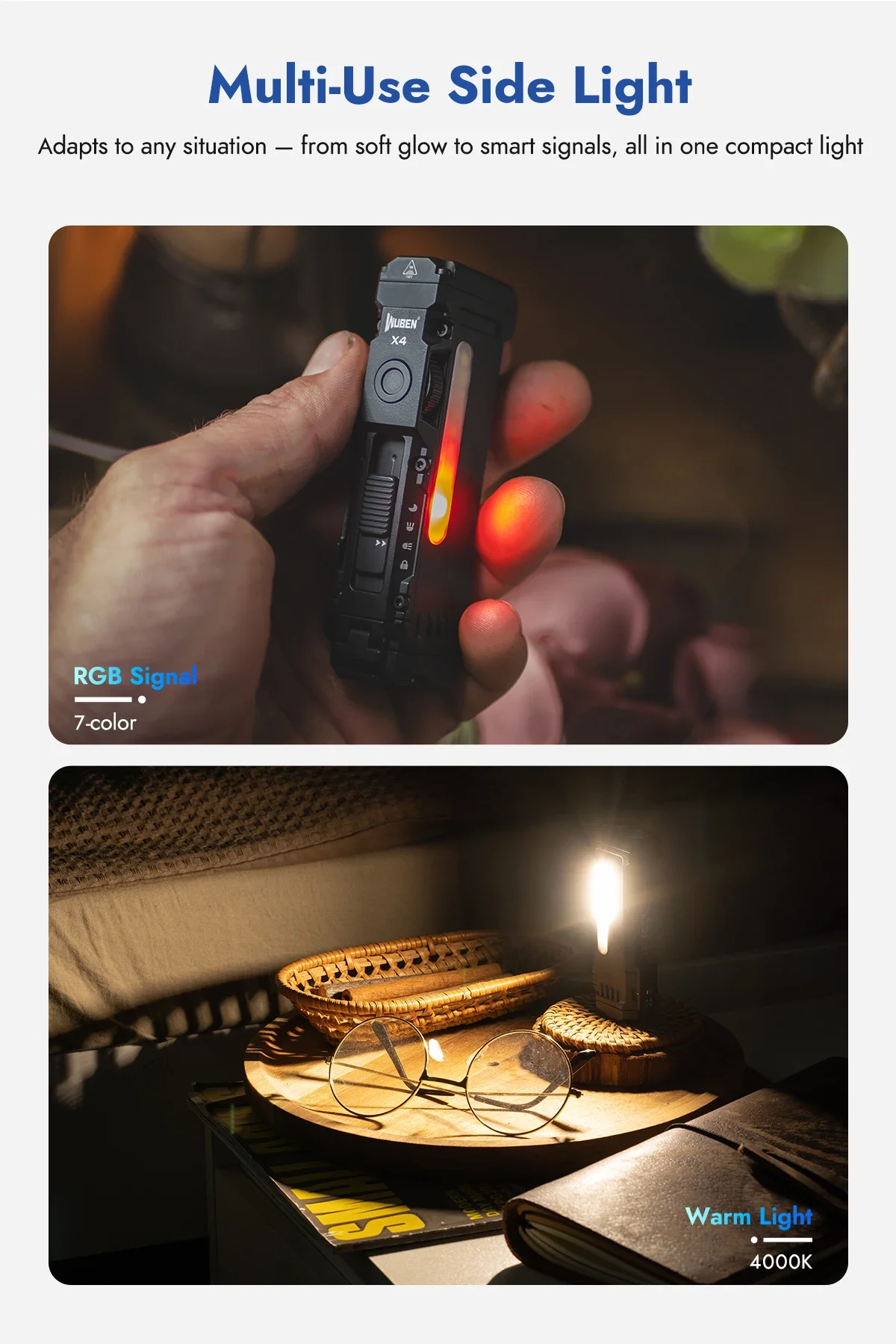 WUBEN G5 & X4 EDC Taschenlampe Wiederaufladbare Tragbare Wasserdichte Fackel Mit RGB-Lichtern und Magnetischem Ende Gratis Geschenk G5 Aufbewahrungsbox – Detail 16