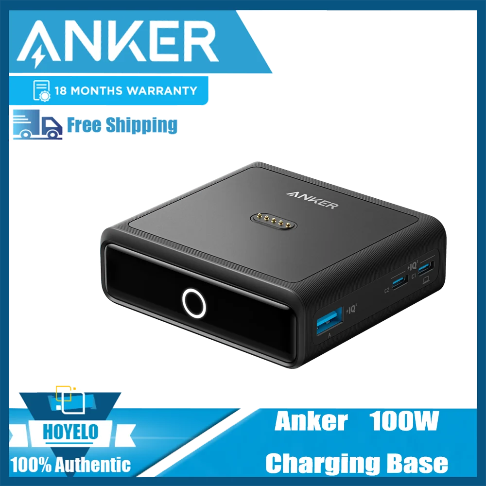 Anker 100W Charging Base for Anker Prime Power Bank Fast Charging with 4 Ports for Laptops Compatible with MacBook