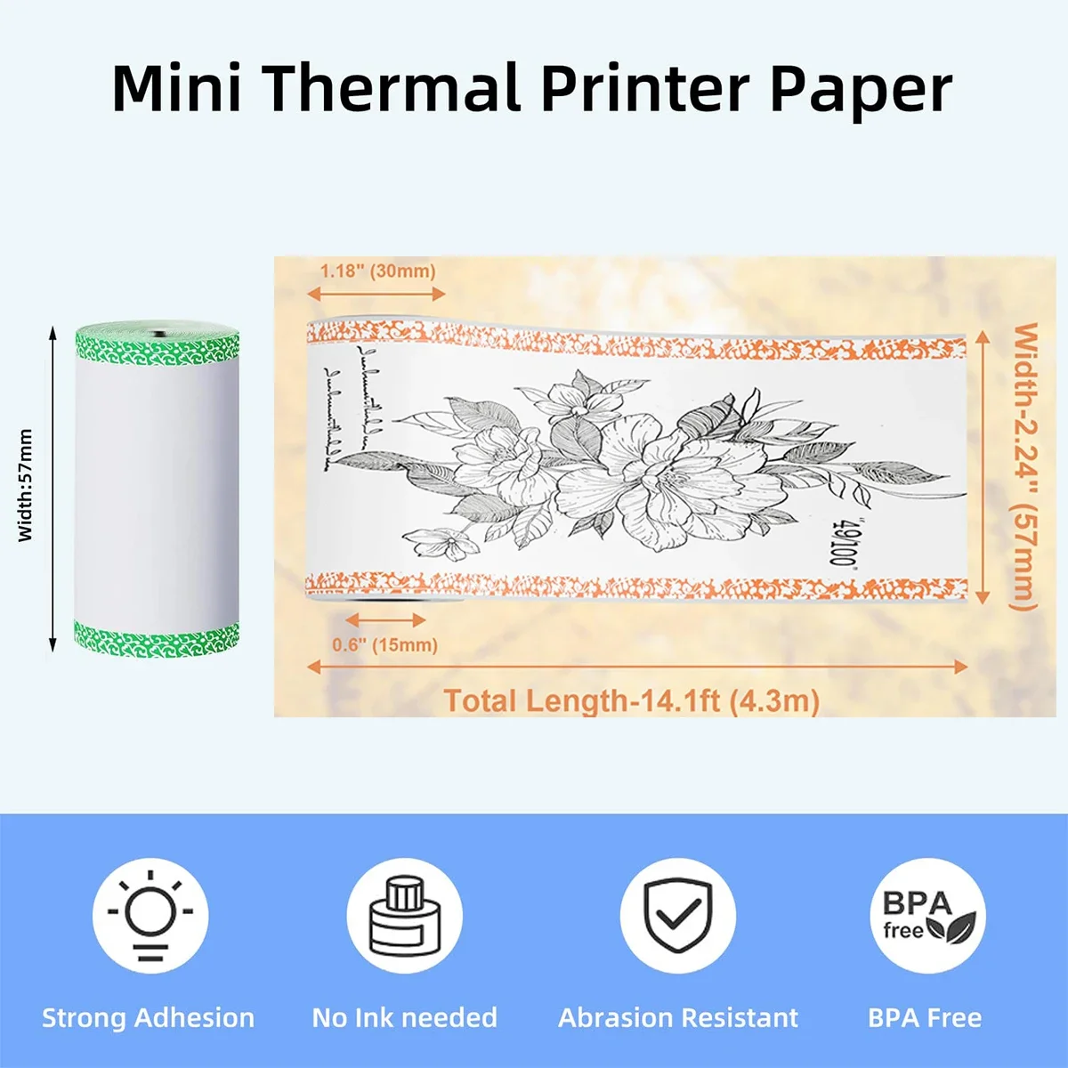 Mini-Thermopapier, Etikettenpapier, Bären-/Kantenpapier für Taschen, Thermo-Mini-Drucker für Notizen, Fotos, Aufkleber, Etiketten, Quittungen, Sammelalbum