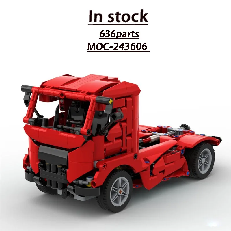 

MOC-243606 Red New Classic Flat-Front Semi-Truck Building Block Model 636Parts Creative Birthday Gift Toys for Boys and Children