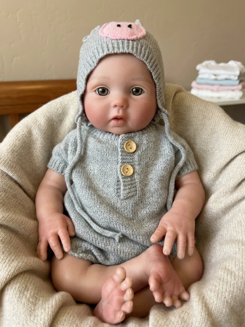 18‑Inch Full Silicone Collectible Doll, Open Eyes Design, Lifelike Realistic Texture, Flexible Poseable Body for Display