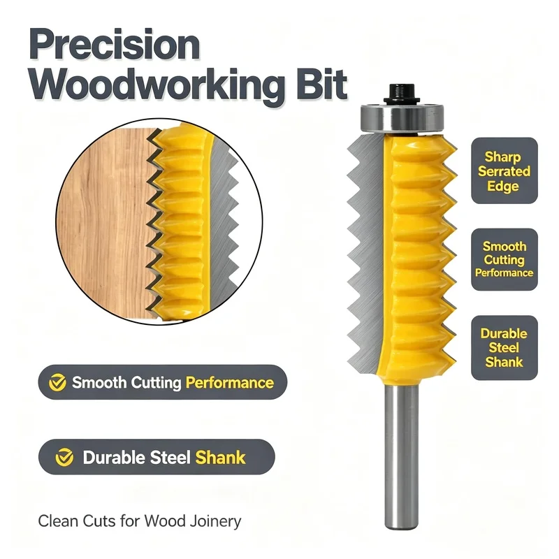 8mm Shank Wave Multi-tooth Finger Joint Router Bit Woodworking Tenon Cutter Grooving Splicing Milling Cutter for Wood Panel Join